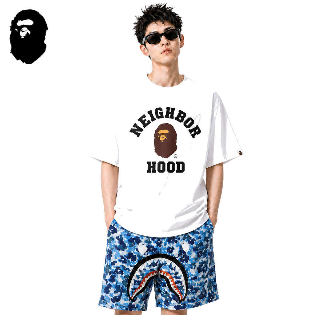 BAPE Neighborhood Ape Head Men's T-Shirt - White