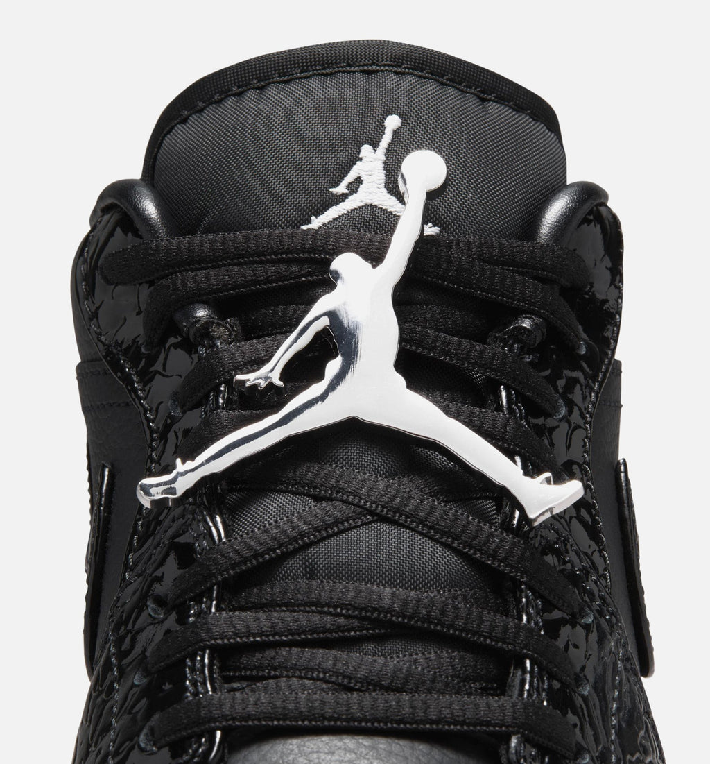 Air Jordan 1 Low Patent Elephant Women's Sneakers - Black/Black/White/Metallic Silver