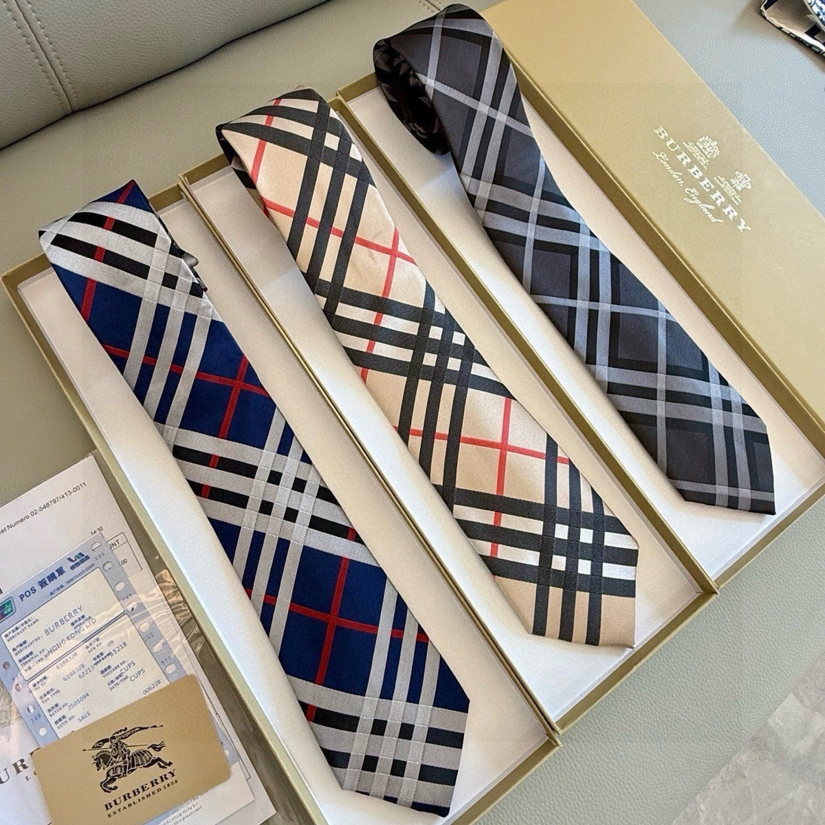 Burberry Style Men's Classic Check Silk Tie