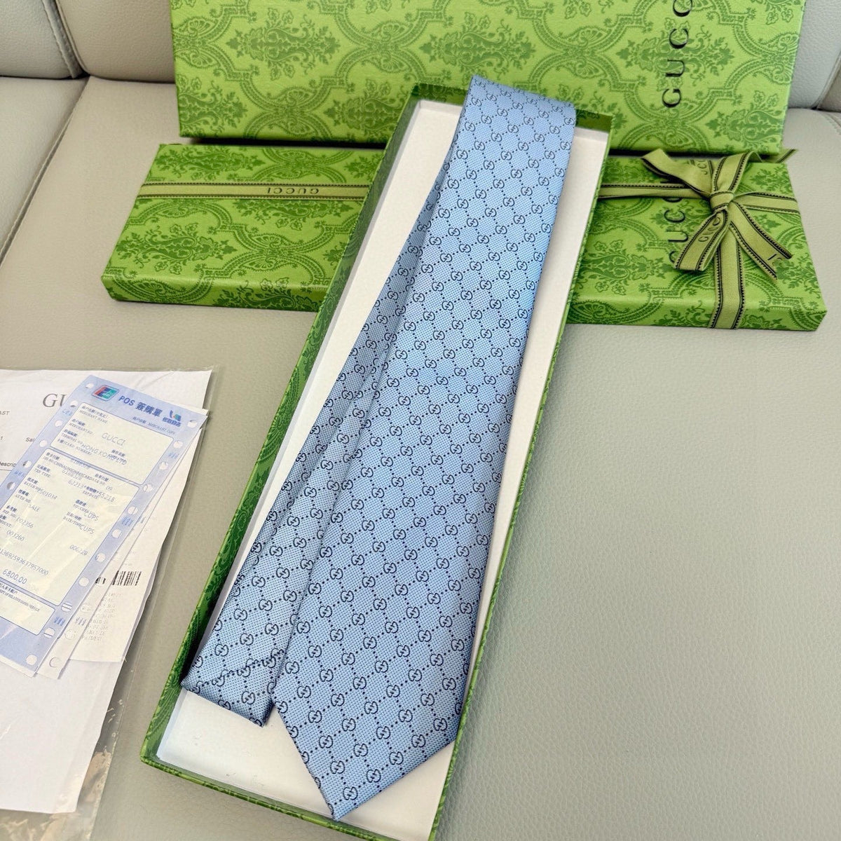 Gucci Style Men's GG Tonal Jacquard Silk Tie