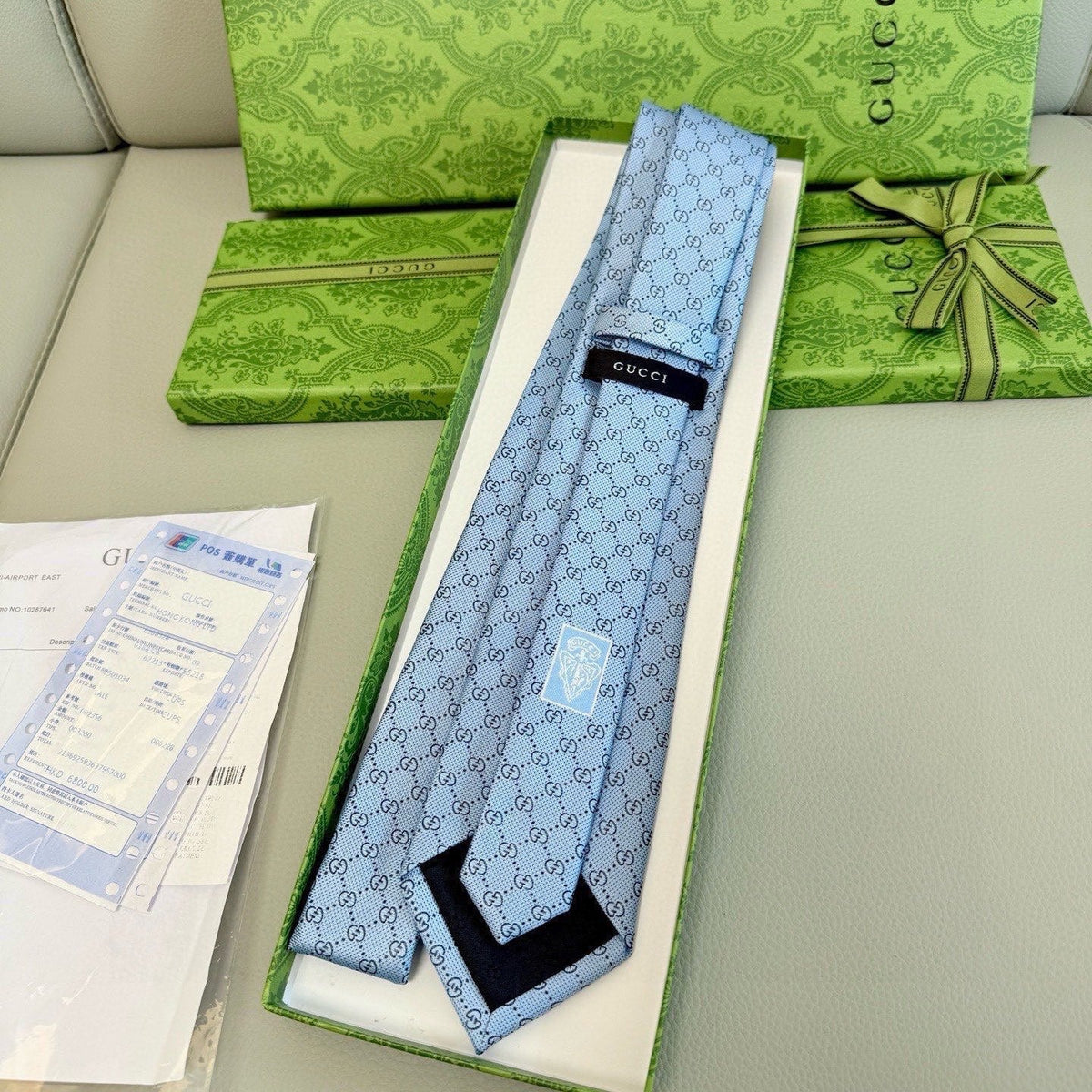 Gucci Style Men's GG Tonal Jacquard Silk Tie