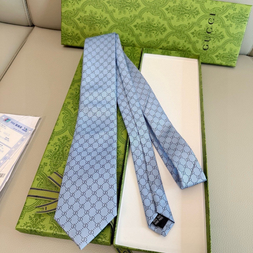 Gucci Style Men's GG Tonal Jacquard Silk Tie