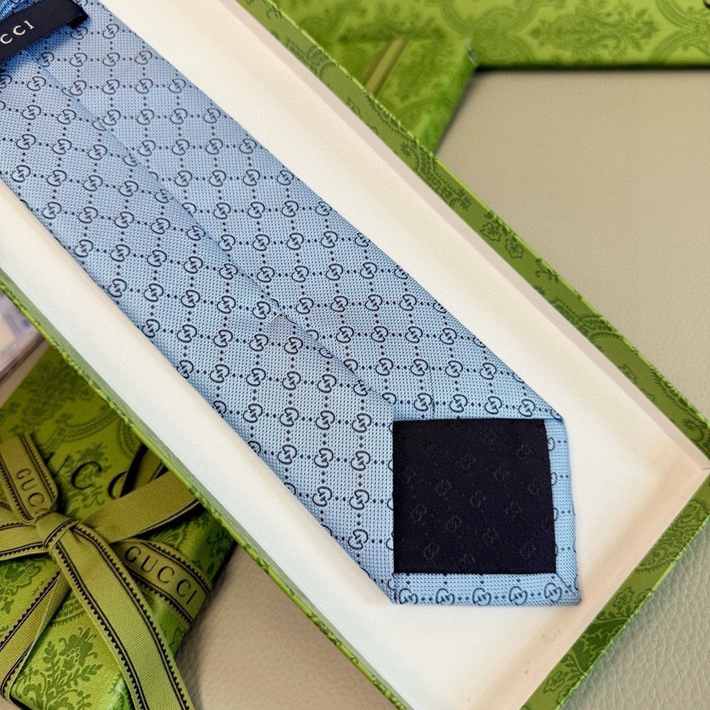 Gucci Style Men's GG Tonal Jacquard Silk Tie
