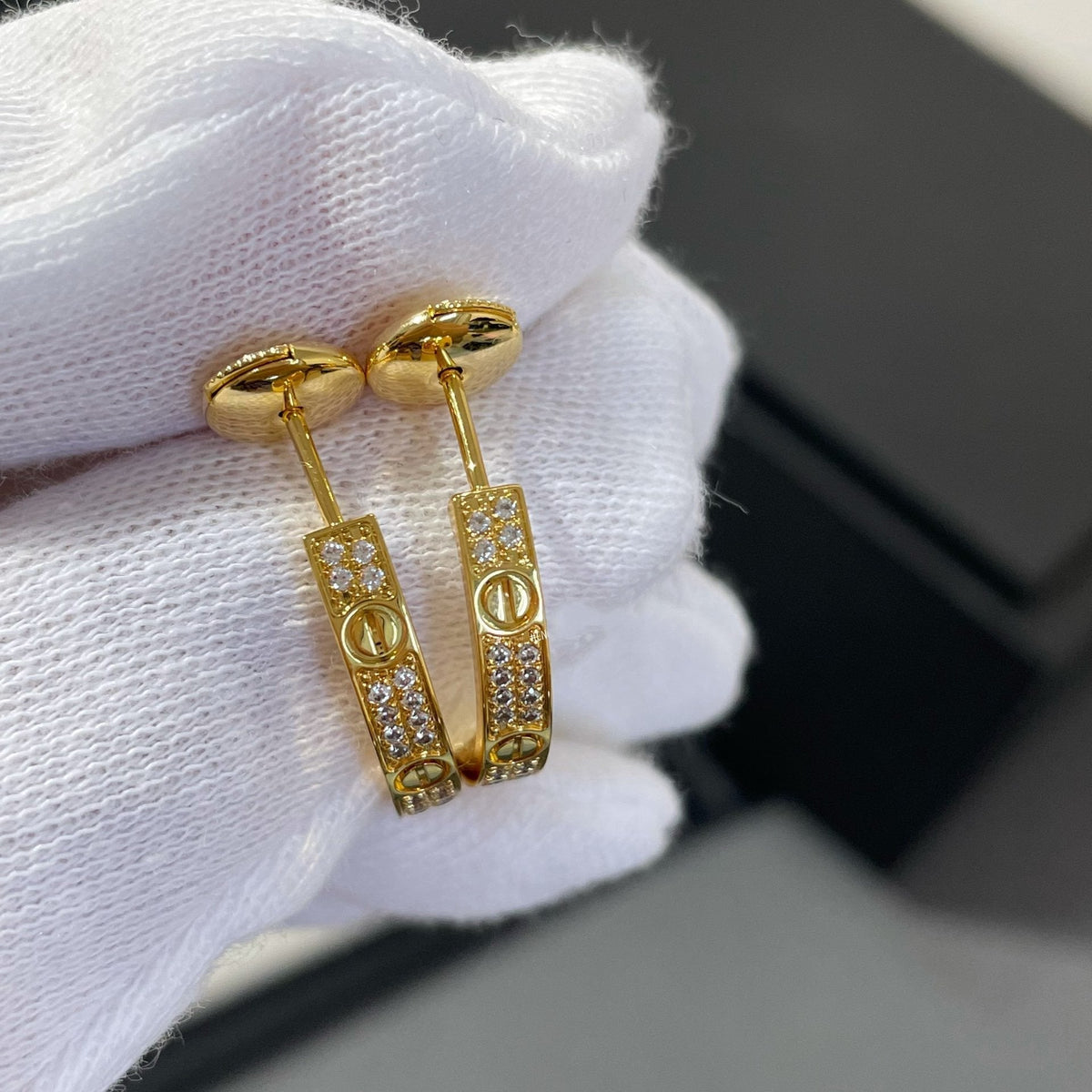 CARTIER LOVE DIAMOND GOLD HOOP EARRINGS