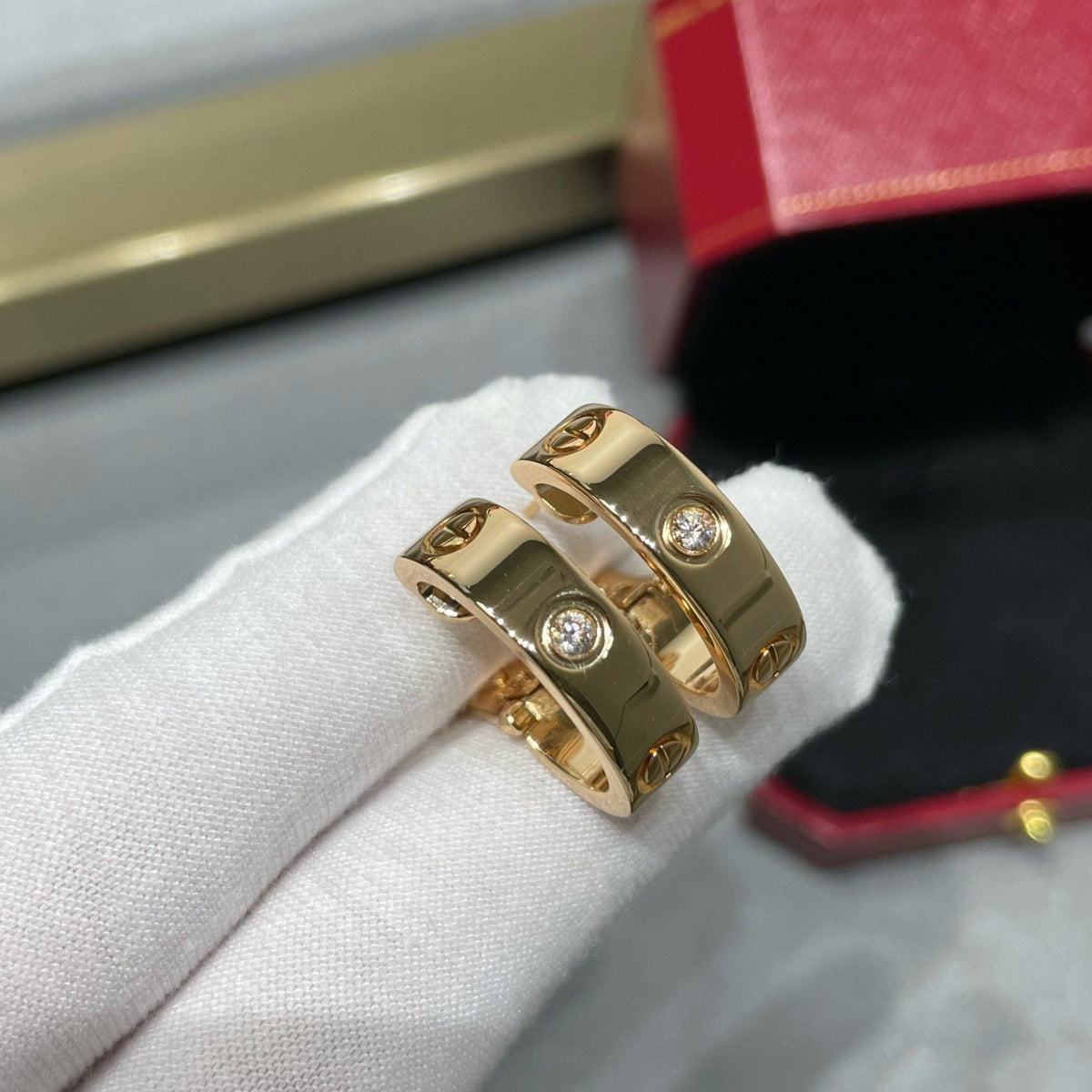 CARTIER LOVE 5.5MM 1 DIAMOND EARRINGS