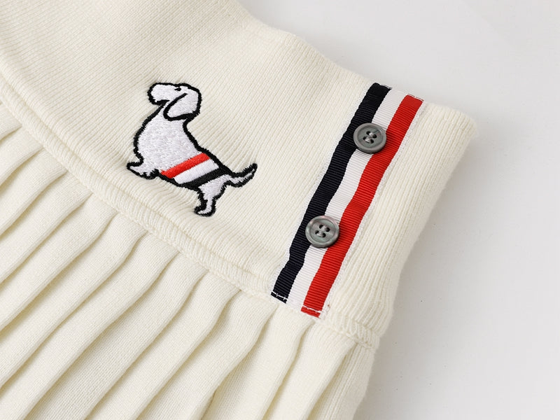 Women's Dog-Motif Knitted Pleated Skirt | Thom Browne