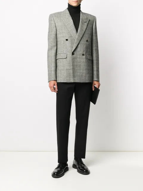 Saint Laurent deconstructed check double-breasted blazer