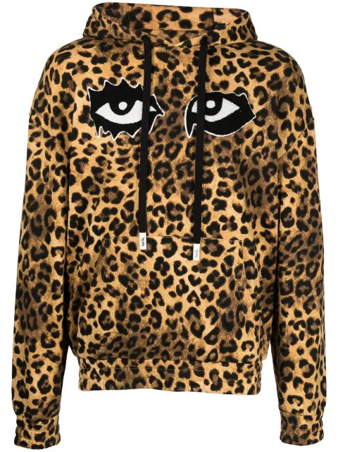 Haculla eye-print leopard print hoodie