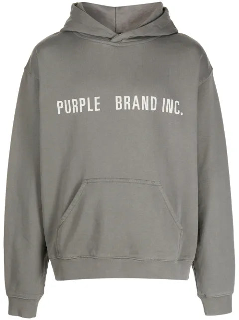 Purple Brand Artifact-embroidered long-sleeve hoodie