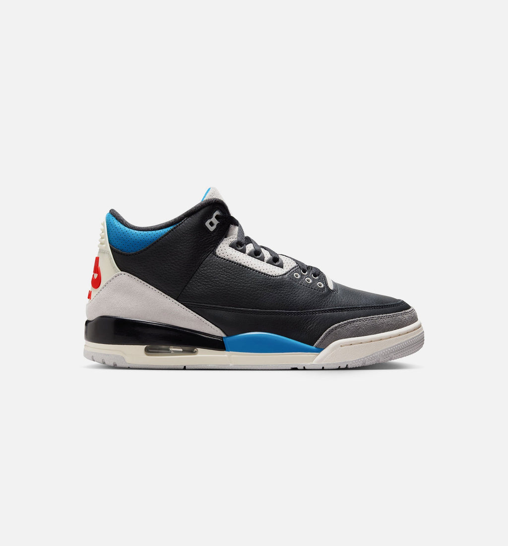 Air Jordan 3 Retro OG Rare Air Preschool Shoes - Black Chile Red Neutral Grey