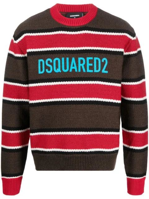 DSQUARED2 jacquard logo striped jumper