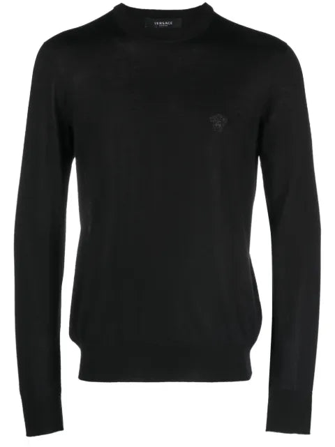 Versace embroidered wool-blend knit sweater