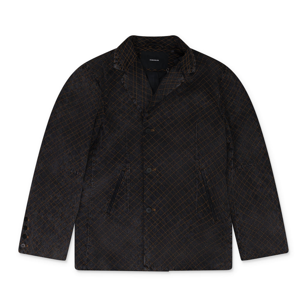 Grey Scratch Mark Embroidered Blazer