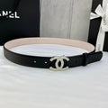 CHANEL DOUBLE C BELT 30MM IN BLACK CALFSKIN METAL BUCKLE