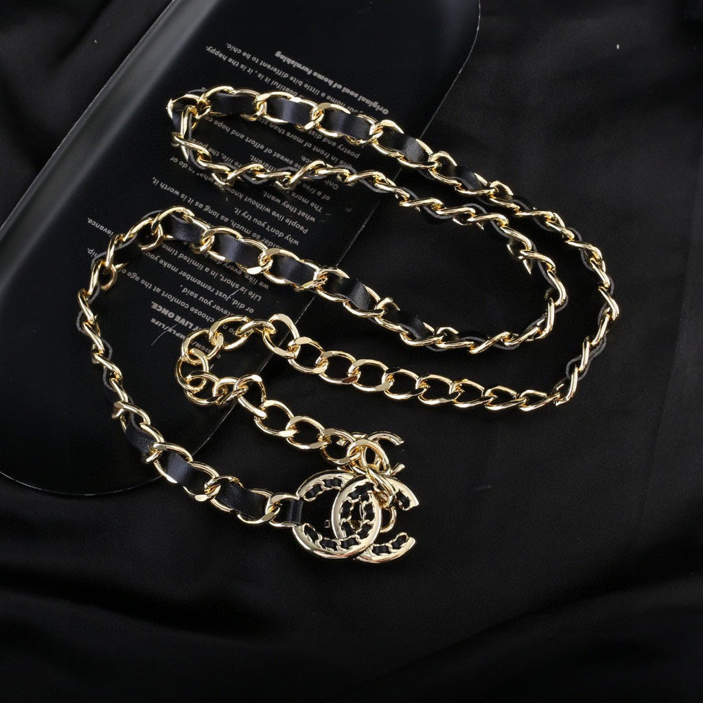 CHANEL 25S CHAIN BELT IN BLACK CALFSKIN 612710