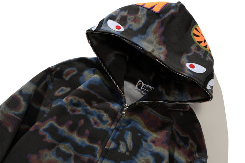 BAPE Color Camo Shark Zip Hoodie - Black & Yellow