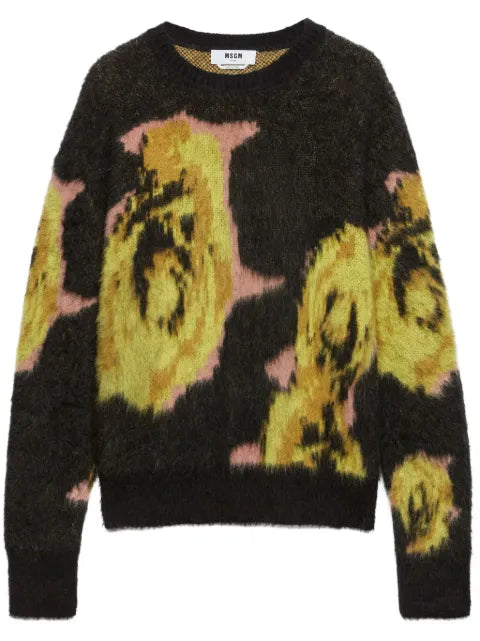 MSGM rose intarsia print jumper