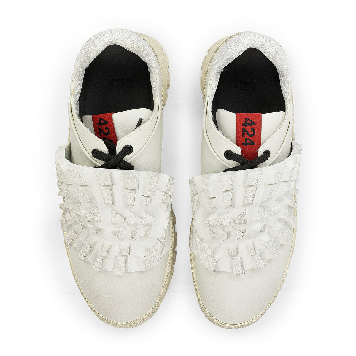WHITE RIDGED TEXTURE SNEAKERS