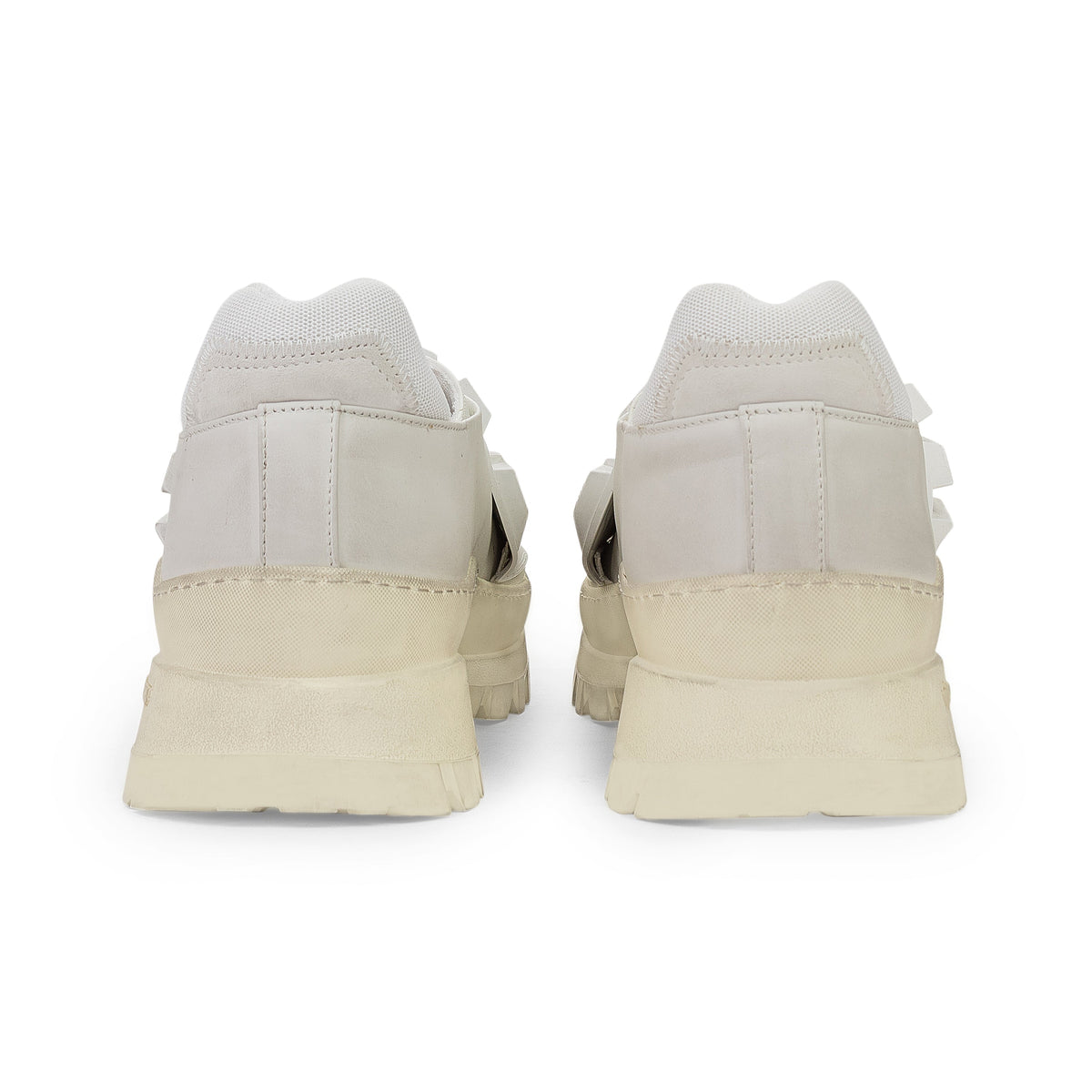 WHITE RIDGED TEXTURE SNEAKERS