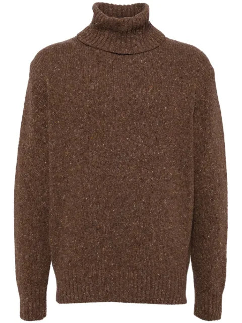Universal Works roll neck tweed jumper