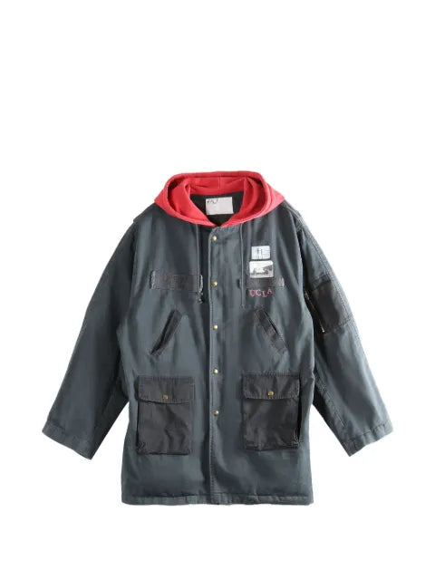 Paly hooded patch-detail jacket
