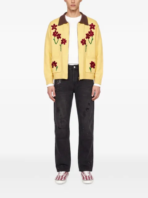 FOUND floral-embroidered zip-up cardigan