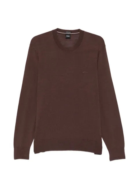 BOSS logo-embroidered wool sweater