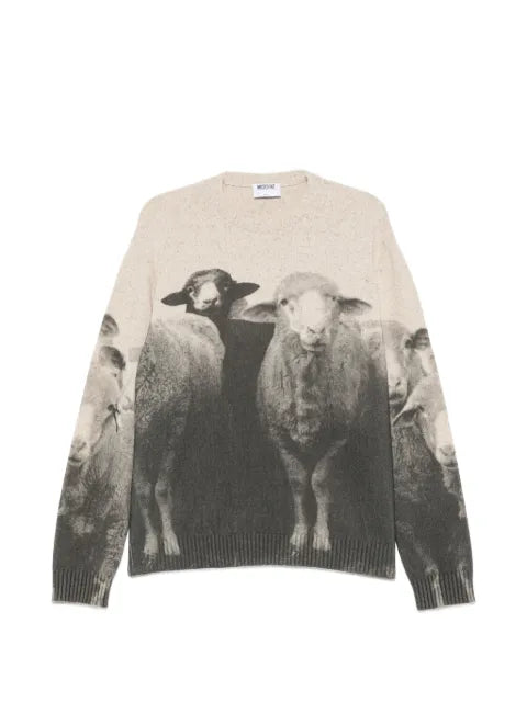 Moschino sheep-print crew-neck sweater