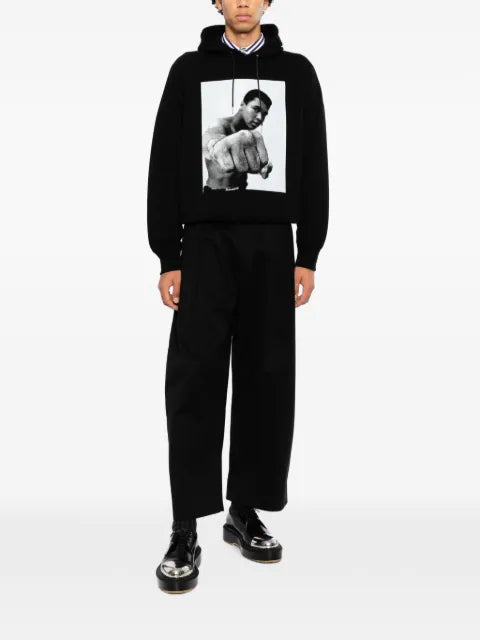 sacai graphic-print drawstring hoodie