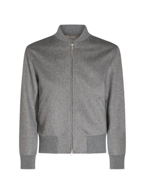 Lardini ribbed-trim wool bomber jacket