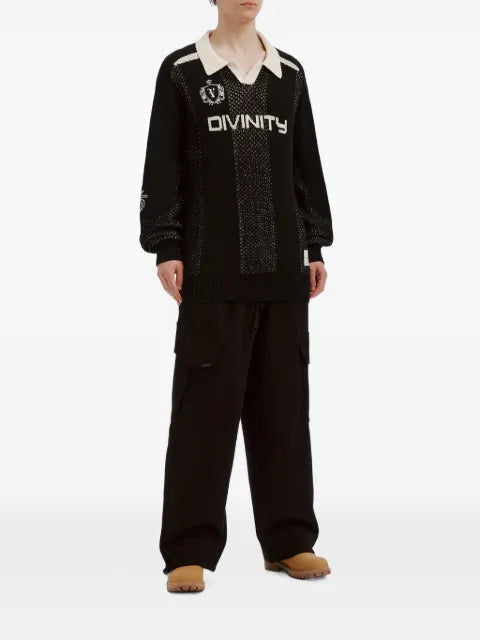 FIVE CM logo-intarsia open-collar sweater