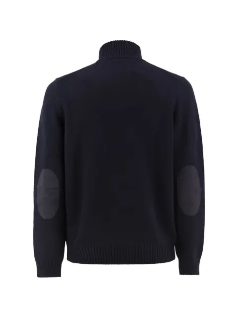 Fay hook-fastening elbow-patch sweater