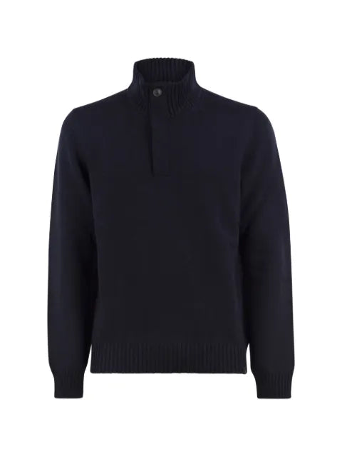 Fay hook-fastening elbow-patch sweater