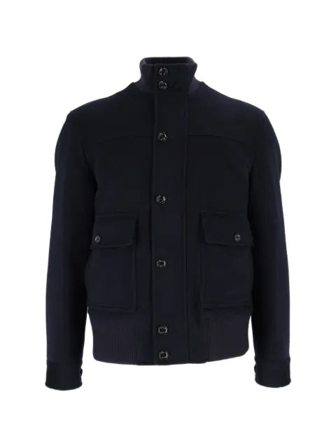 Lardini button-fastening ribbed-trim jacket