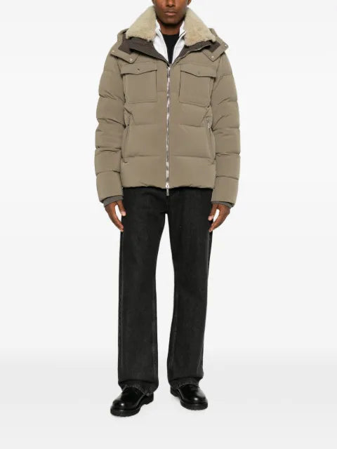 Moorer shearling-collar padded jacket