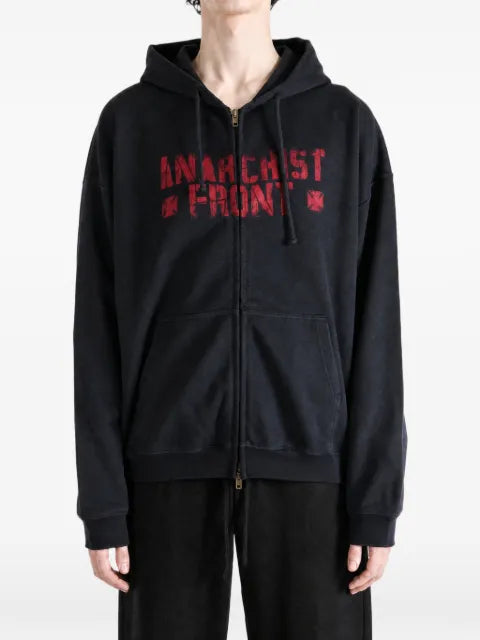 VETEMENTS slogan-print zip-up hoodie