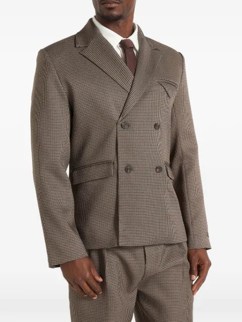 Manière De Voir Didier houndstooth double-breasted blazer in brown