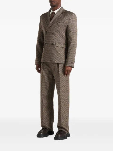 Manière De Voir Didier houndstooth double-breasted blazer in brown