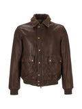 Al Duca D’Aosta 1902 grainy leather bomber jacket