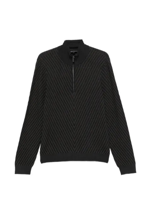 Emporio Armani chevron-knit half-zip sweater