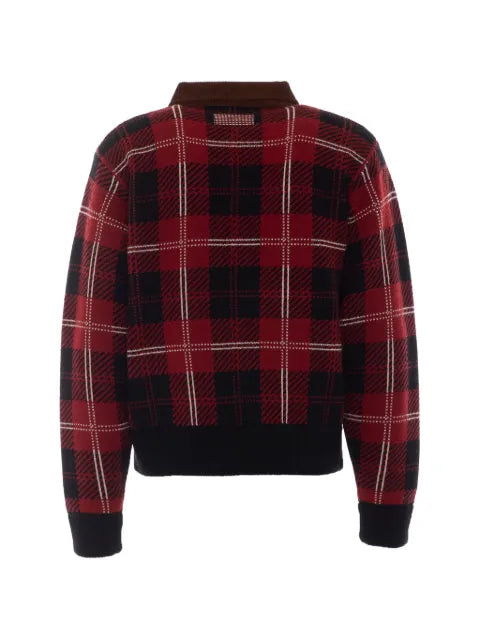Guest In Residence check-motif velvet-collar jacket