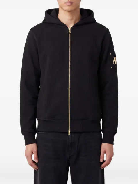 Moose Knuckles logo-plaque zip-up hoodie