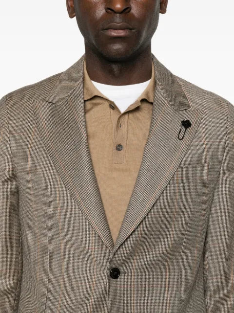 Lardini Prince of Wales check single-breasted jacket