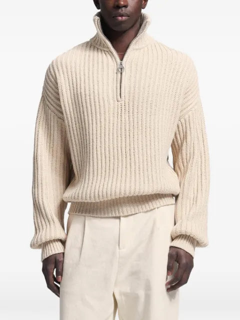 Bram’s Fruit Fisherman logo-intarsia quarter-zip sweater