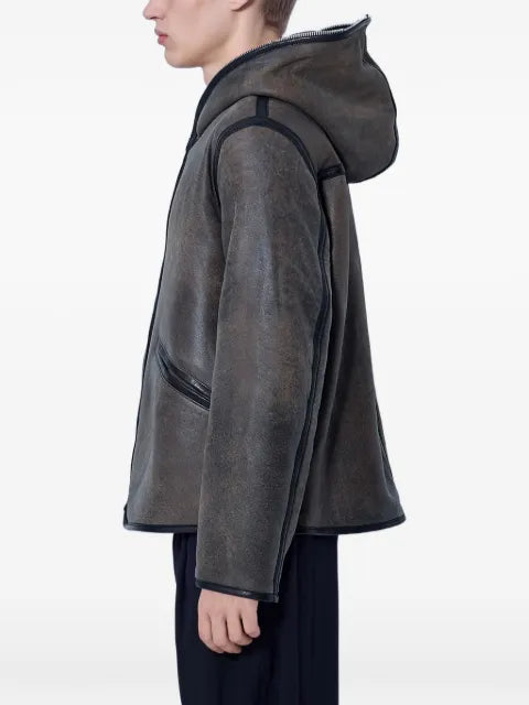 OUR LEGACY hooded zip-up leather jacket