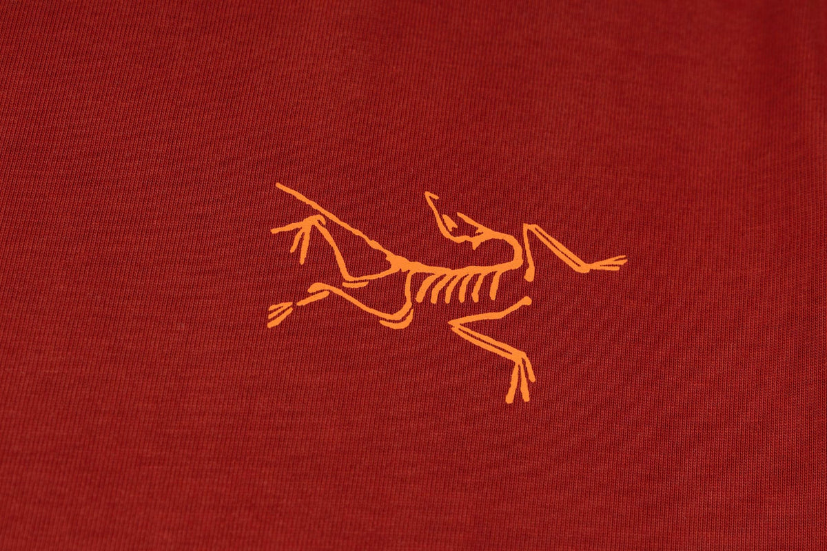 Arc'teryx Small Bird Logo Front and Grid Large Bird Graphic Back Crew Neck Short‑Sleeve T‑Shirt, Unisex Relaxed Fit Tee