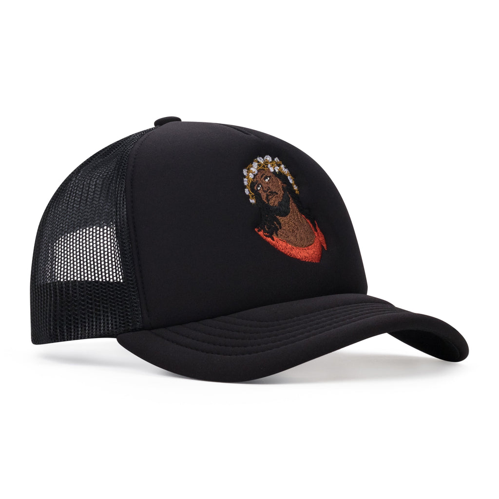 Black Crown Made of Cotton Trucker Hat