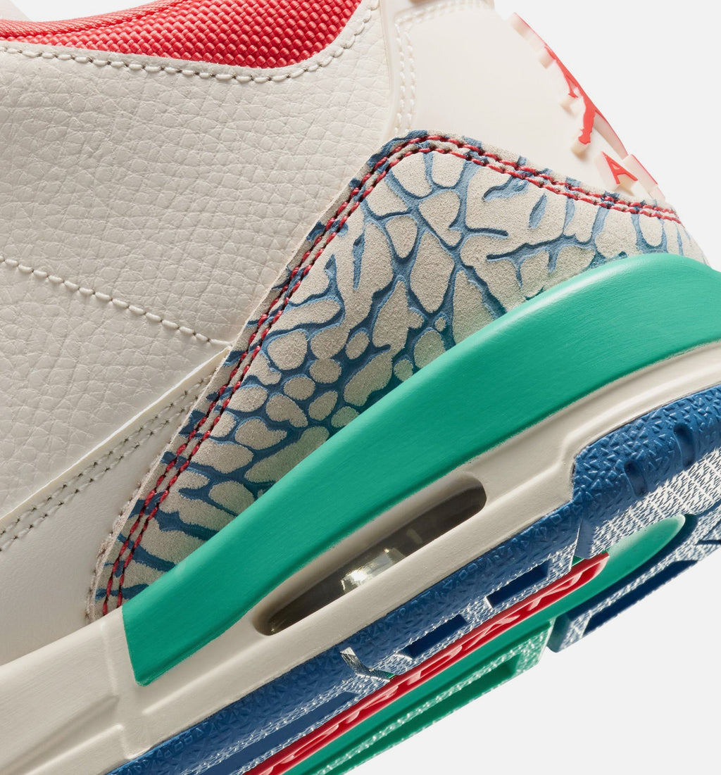 Air Jordan 3 Retro Play Your Way Grade School Shoe - Chalk/Track Red/True Blue/Kinetic Green
