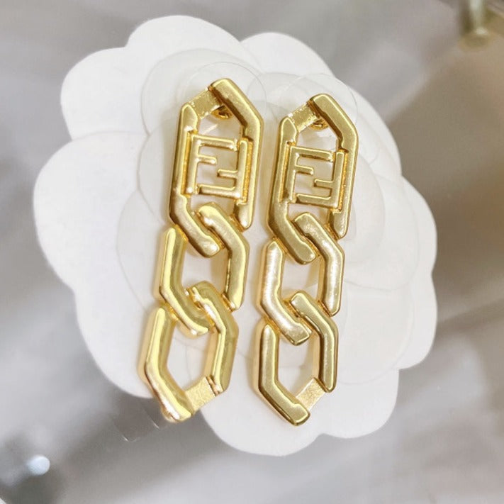 FENDI FF DROP EARRINGS GOLD