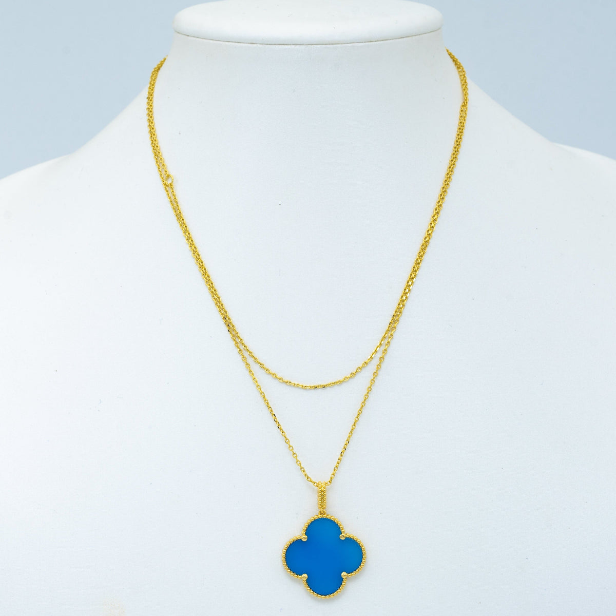Van Cleef & Arpels CLOVER GOLD TURQUOISE NECKLACE